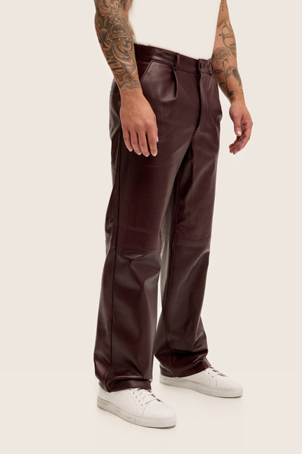 Lambskin Leather Pants - Wine