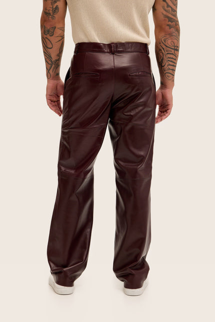 Lambskin Leather Pants - Wine