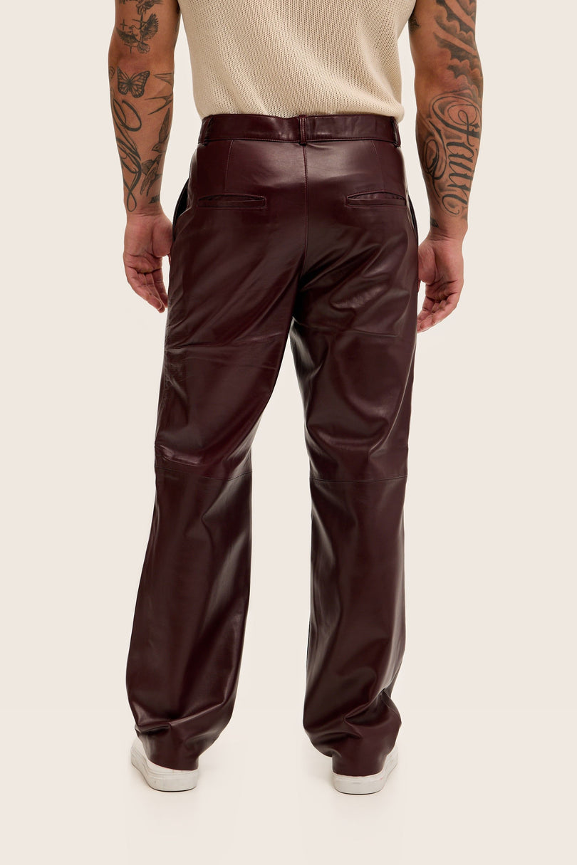 Lambskin Leather Pants - Wine