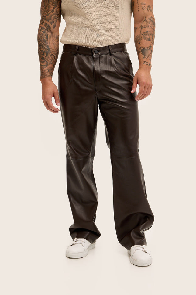 Lambskin Leather Pants - Dark Brown