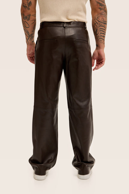 Lambskin Leather Pants - Dark Brown