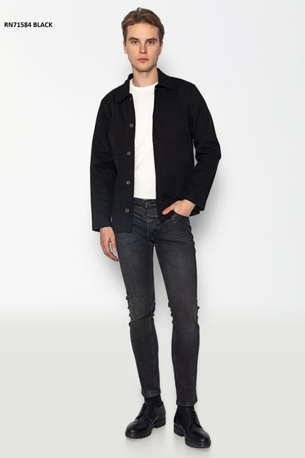 Lightweight Cotton Chore Coat - Black