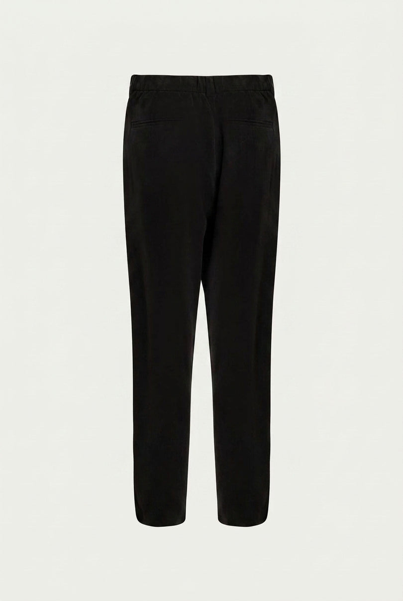 Breezy Relaxed Pleated Trousers - Black - Back