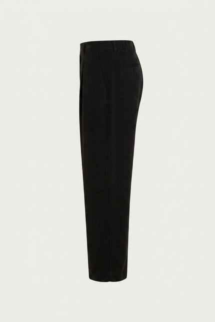 Breezy Relaxed Pleated Trousers - Black - Side