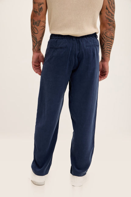 Relaxed Modal Pleated Trousers - Navy