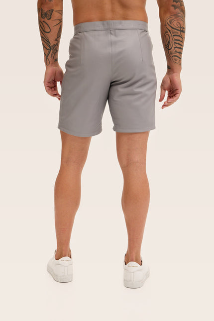 Cut-Out Leather Shorts - Grey