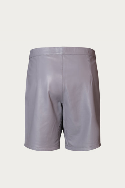 Cut-Out Leather Shorts - Grey
