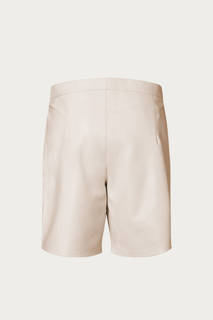Cut-Out Leather Shorts - Beige