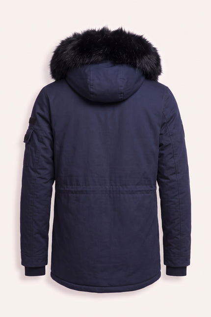 N° 71061 LONG LINE FAUX FUR ANORAK - NAVY - Back View
