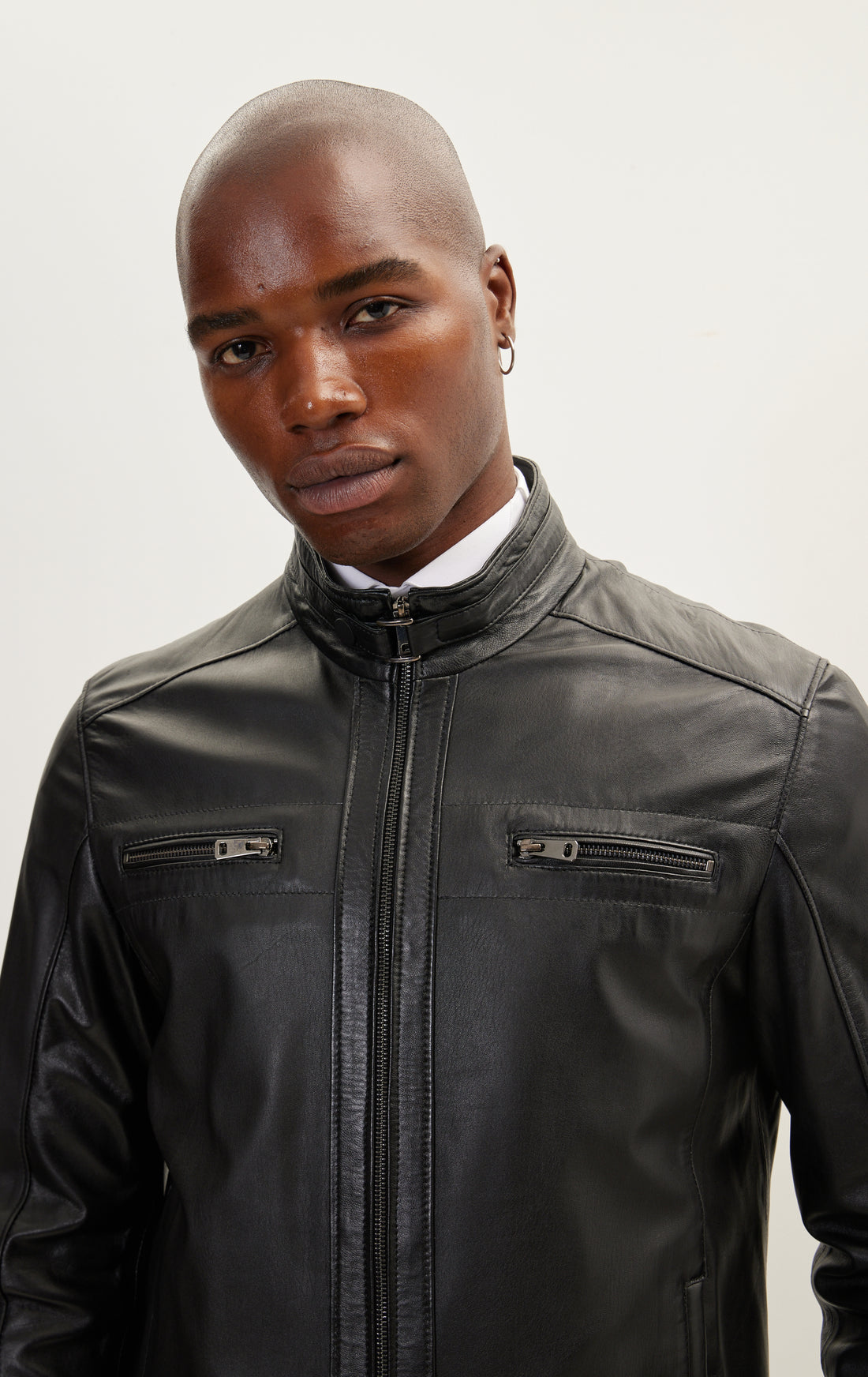N° 71095- LEATHER CLASSIC ZIP-UP JACKET - BLACK