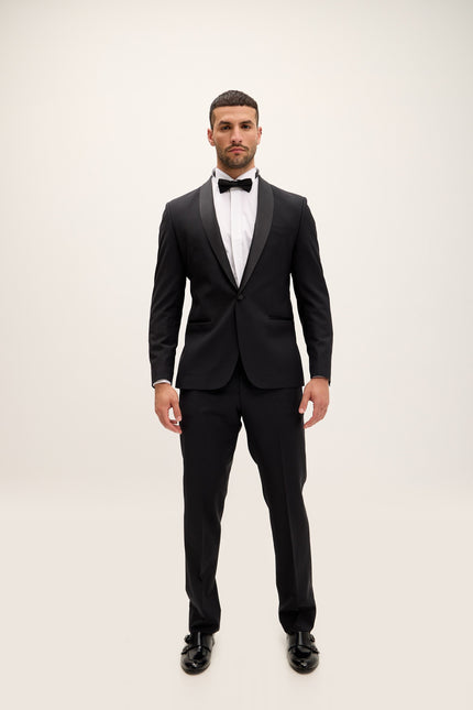 Shawl Lapel Wool Tuxedo - Black