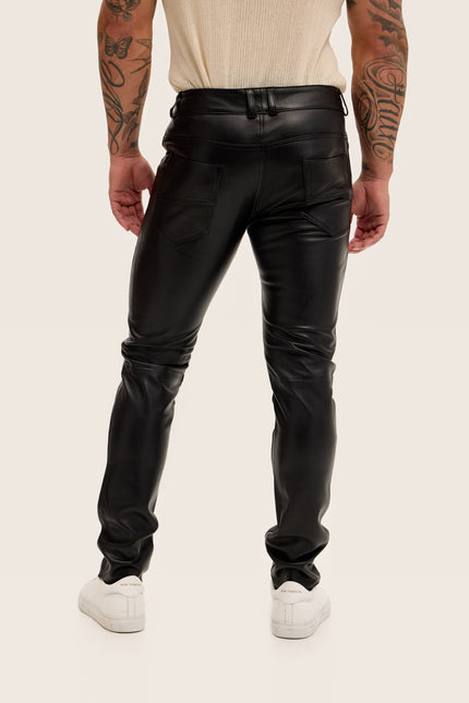 Multi-Zipper Nappa Lambskin Leather Pants - Black