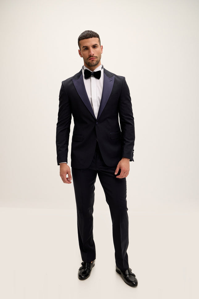Peak Lapel Wool Tuxedo - Dark Navy