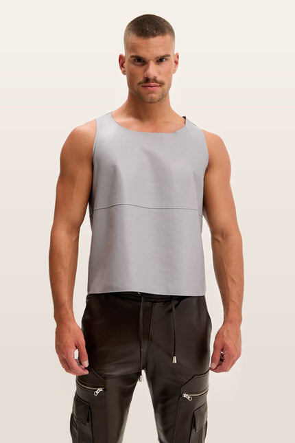 Lambskin Leather Tank Top - Grey