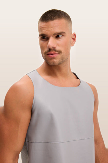 Lambskin Leather Tank Top - Grey