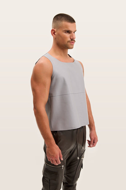 Lambskin Leather Tank Top - Grey