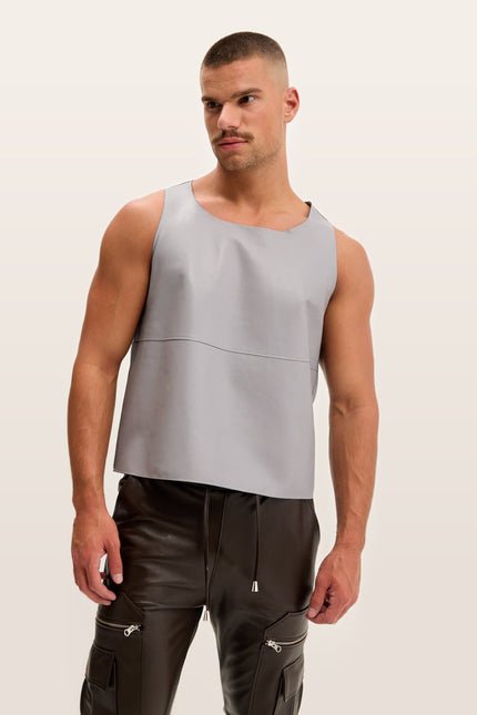 Lambskin Leather Tank Top - Grey