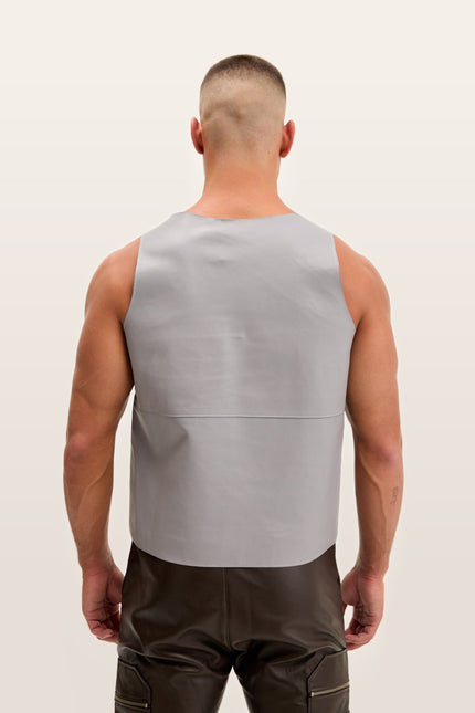 Lambskin Leather Tank Top - Grey