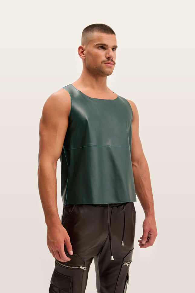 Lambskin Leather Tank Top - Green