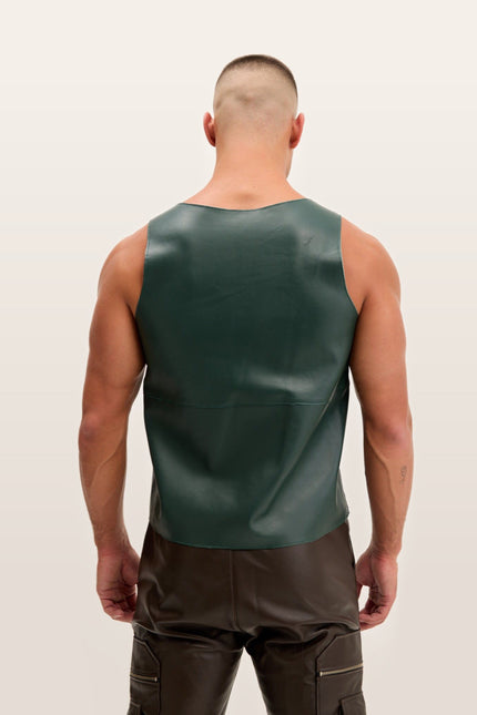 Lambskin Leather Tank Top - Green