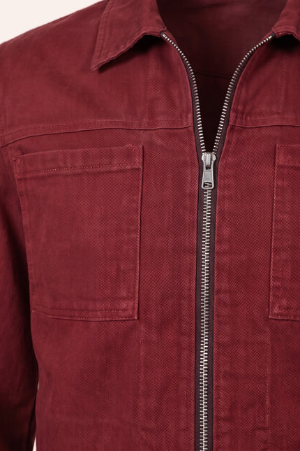 Canvas Jacket - Bordeaux - Detail View