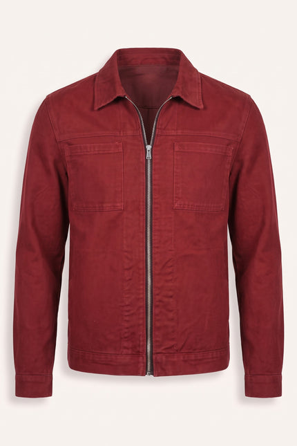 Canvas Jacket - Bordeaux - Front View
