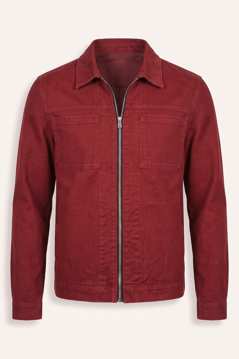 Canvas Jacket - Bordeaux - Front View