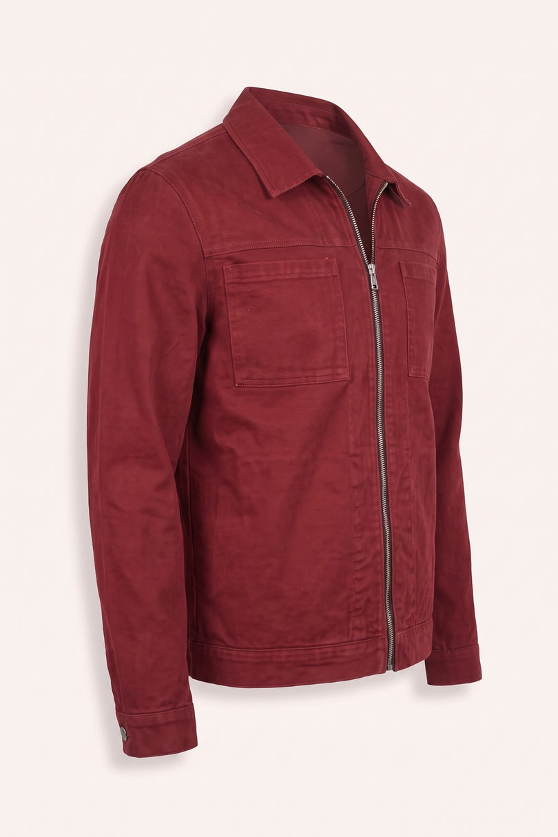 Canvas Jacket - Bordeaux - Side View