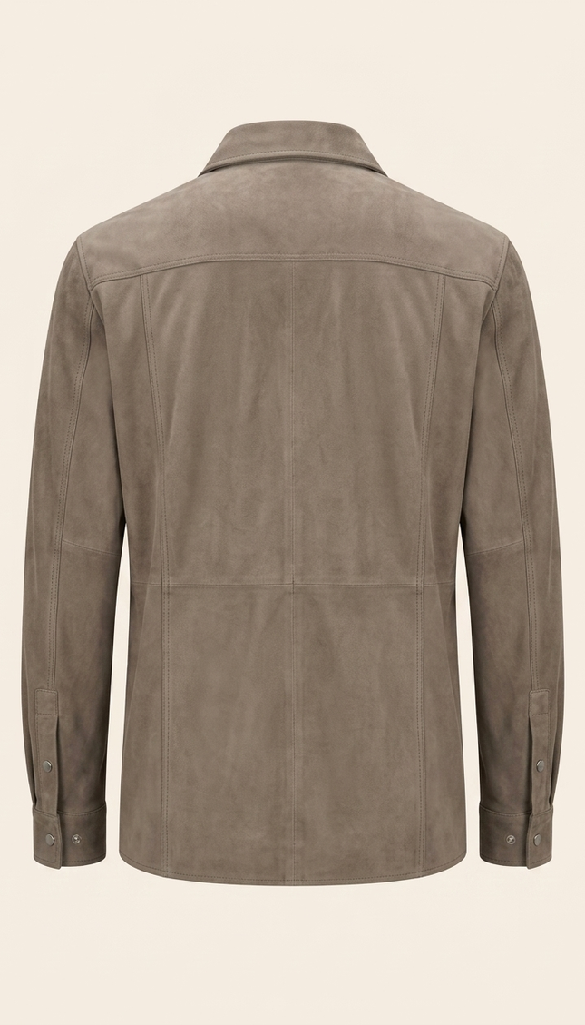 Lambskin Suede Shirt Jacket - Grey