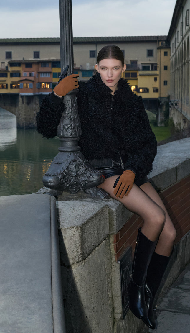 Curly Toscana Shearling Jacket - Black