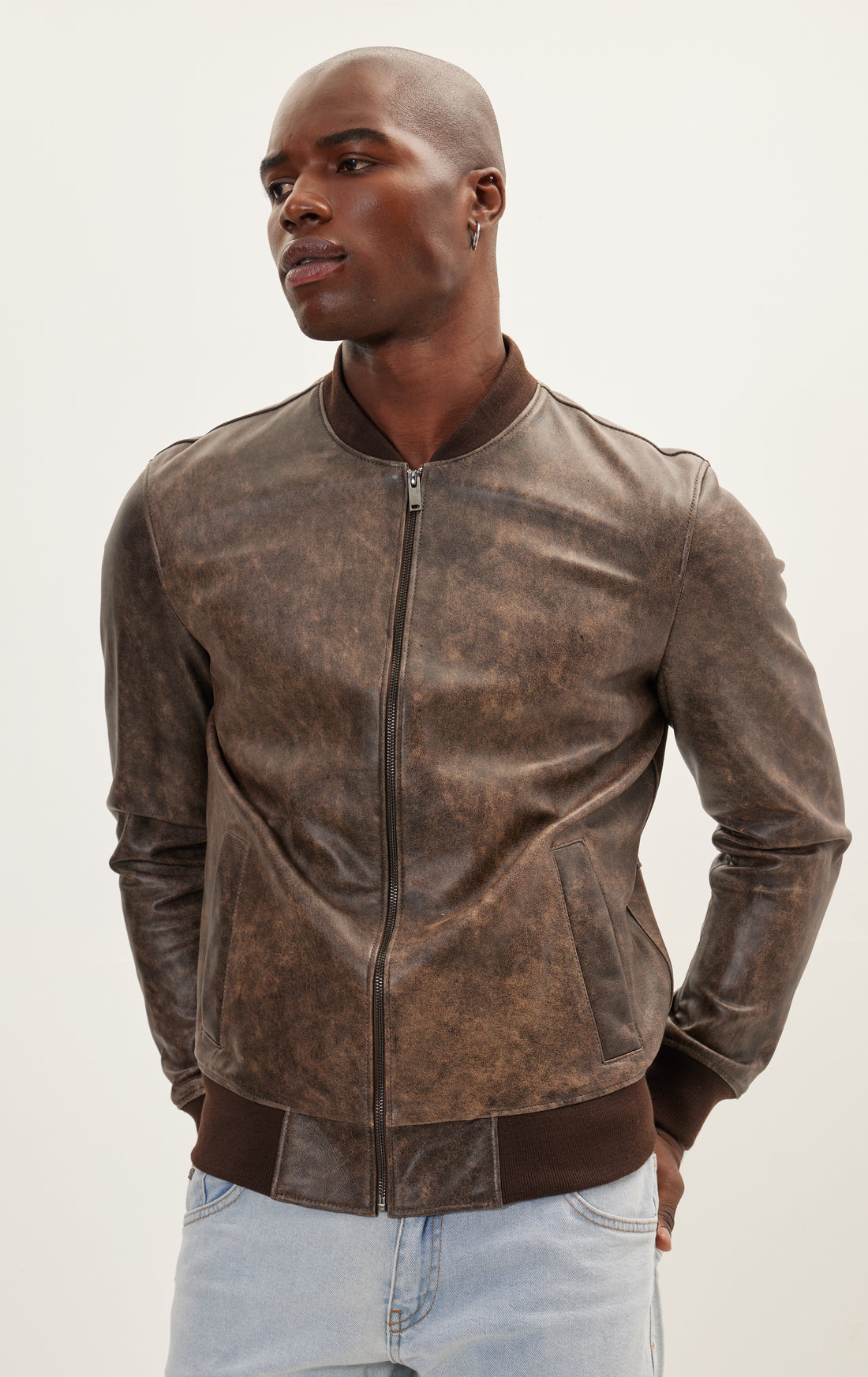 N° 71461 - LEATHER BOMBER - BROWN