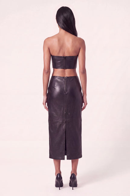 Lambskin Leather Bandeau Top - Black