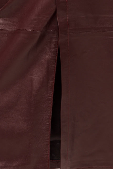Lambskin Leather Pencil Skirt - Burgundy