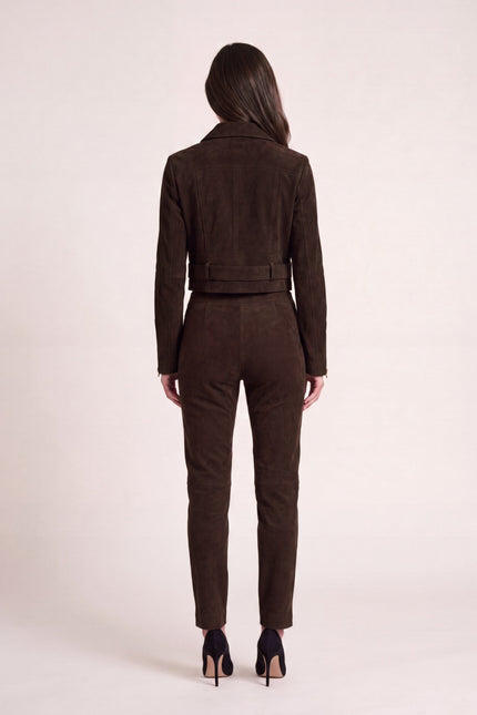Suede Cropped Jacket - Chocolate