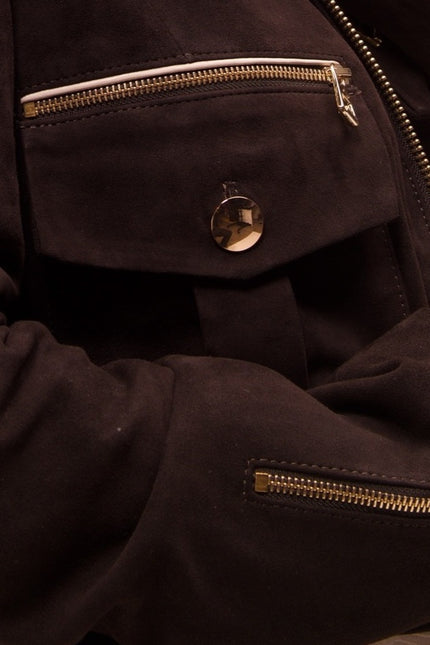 Suede Cropped Jacket - Chocolate