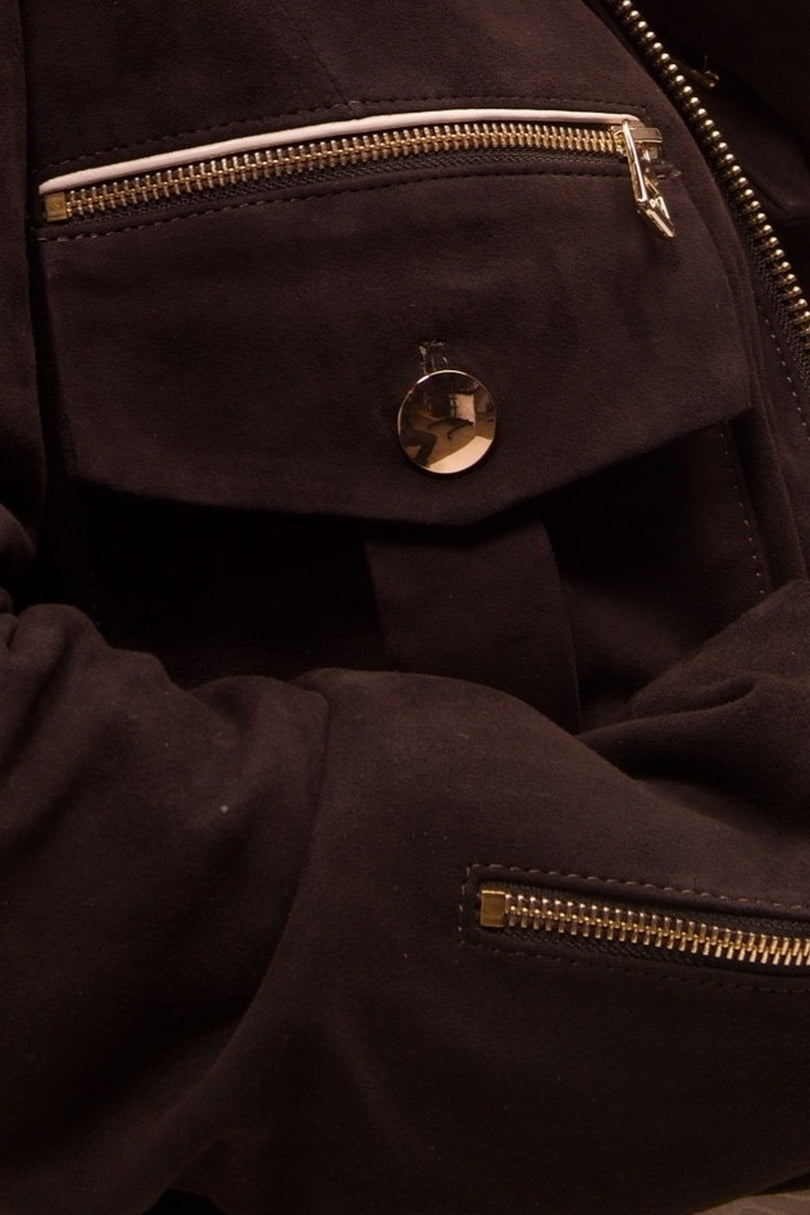 Suede Cropped Jacket - Chocolate