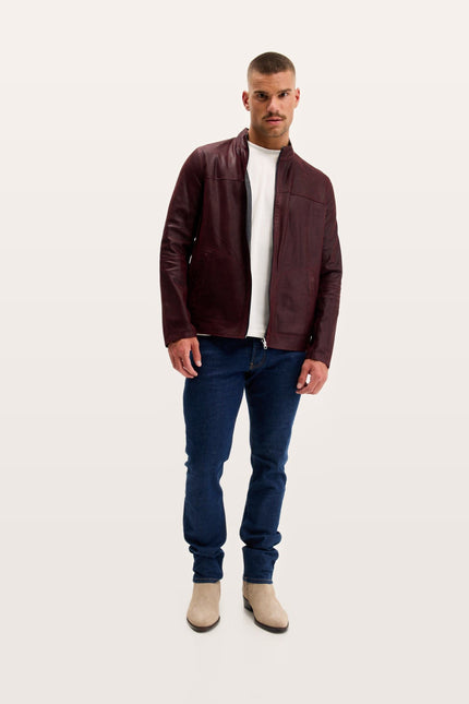 Reversible Suede & Leather Jacket - Burgundy/Navy