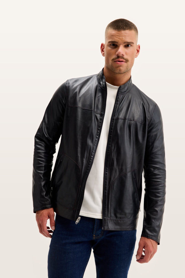 Reversible Suede & Leather Jacket - Burgundy/Navy