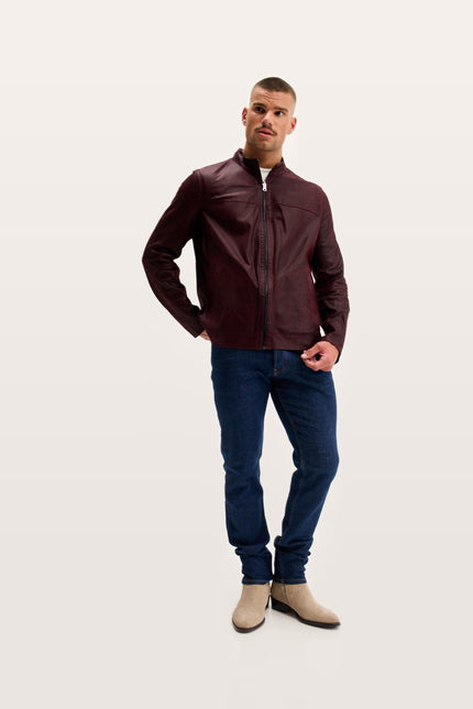 Reversible Suede & Leather Jacket - Burgundy/Navy