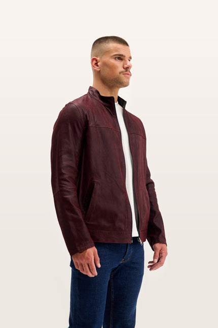 Reversible Suede & Leather Jacket - Burgundy/Navy