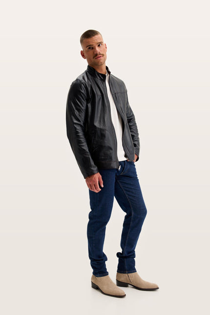 Reversible Suede & Leather Jacket - Burgundy/Navy