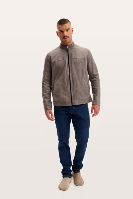 Reversible Suede & Leather Jacket - Khaki/Navy