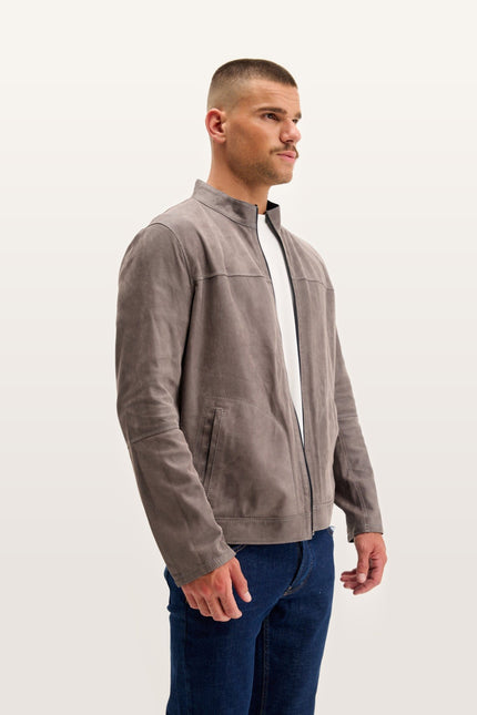 Reversible Suede & Leather Jacket - Khaki/Navy