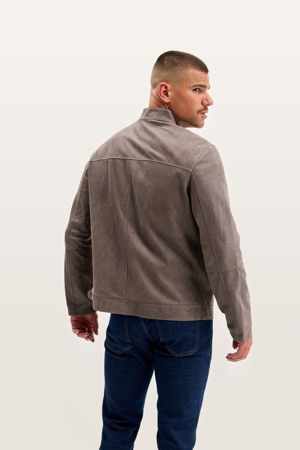 Reversible Suede & Leather Jacket - Khaki/Navy