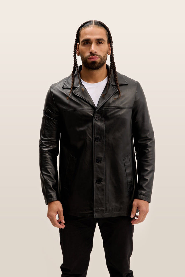 Nappa Lambskin Tinted Car Coat - Black