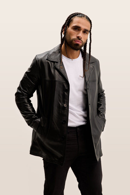 Nappa Lambskin Tinted Car Coat - Black