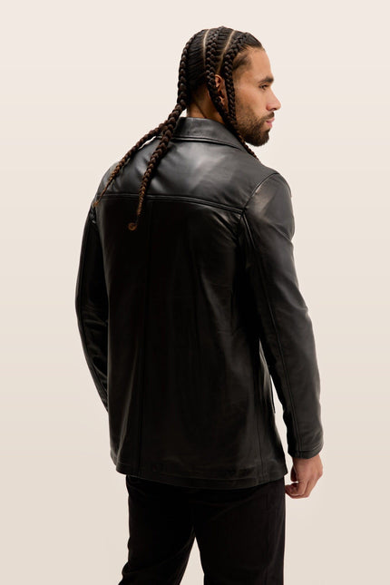 Nappa Lambskin Tinted Car Coat - Black