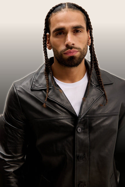 Nappa Lambskin Tinted Car Coat - Black