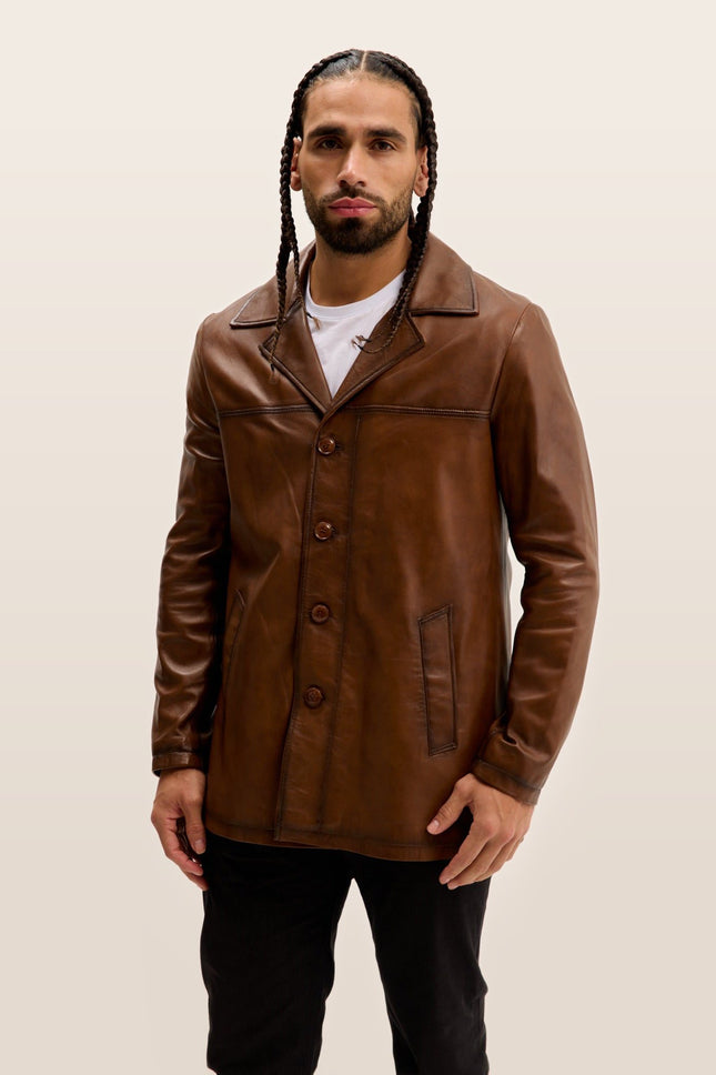 Nappa Lambskin Tinted Car Coat - Brown Tint