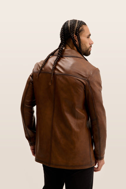 Nappa Lambskin Tinted Car Coat - Brown Tint
